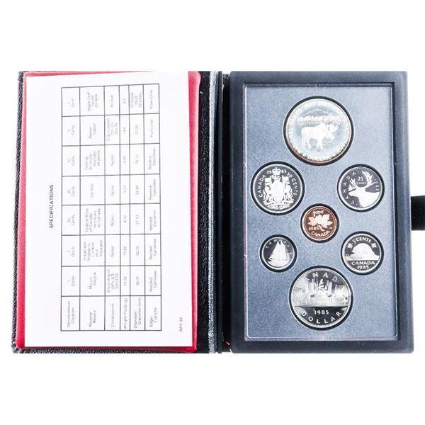 RCM 1985 Proof Coin Set w/ Silver Dollar Leather Case