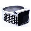 Gents Stainless Steel Ring, Size 12 Black Crystal Element