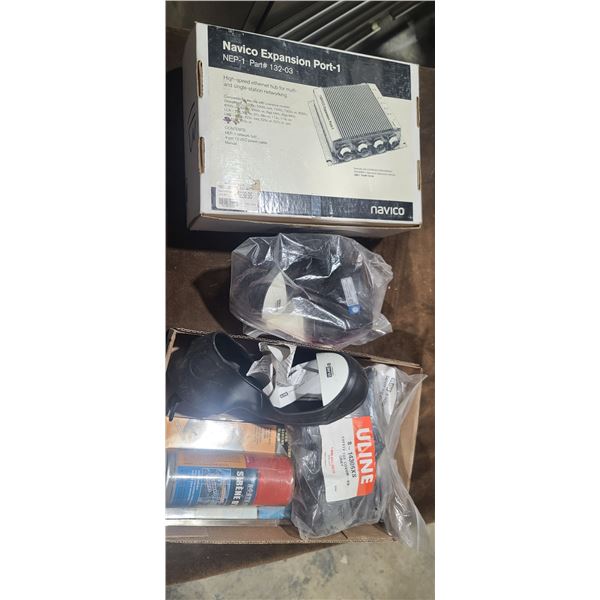NAVICO EXPANSION PORT AND BOX OF MISC