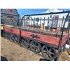 Image 2 : RED CUSTOM BUILT 44" X 12' PLANTER WITH STEEL WHEELS- APPROX WEIGHT IS 600LBS AND COST OVER $2,000