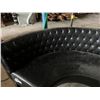 Image 2 : VERY COOL RETRO CRESCENT MOON-SHAPED BENCH. BLACK VINYL WITH WOOD BASE.