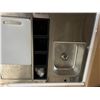 Image 2 : NEW IN-BOX STAINLESS PREP OR SERVING STATION COUNTERTOP MOUNTABLE. INC CUTTING BOARD ETC
