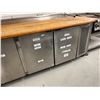 Image 2 : 102" STAINLESS FRIDGE/PREP TABLE WITH BUTCHER BLOCK TOP.