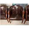 Image 2 : GROUP OF 4 UPHOLSTERED CLUB CHAIRS. VERY DUSTY BUT IN PRETTY GOOD CONDITION- KIND OF A DEEP MILK