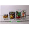 Image 1 : (4) Retro Glass Tumblers - Pac Man, McDonalds, Holly Hobbie (One Glass Cracked)