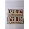 Image 4 : (3) Pairs of Saskatchewan License Plates - 1972, 1975