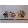 Image 1 : (2) Bird Statues - Derrick's Sippy Cup - Floral Ceramic Dish
