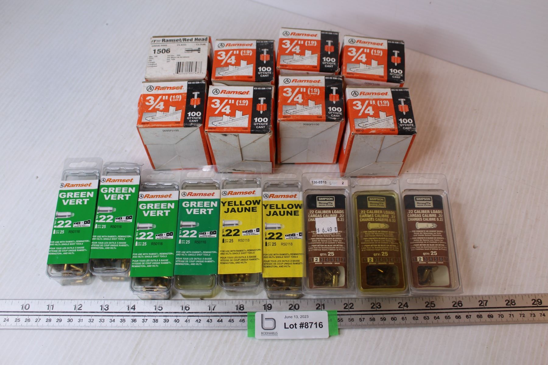 Ramset R25 Shots Assorted lot of Ramset Pin Shots - Bodnarus Auctioneering