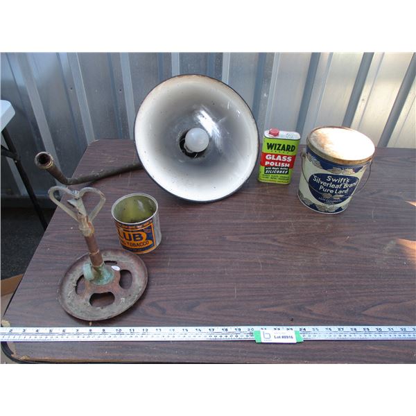 **Porcelain Yard Light + (3) Collectable Tins