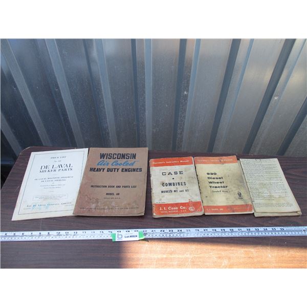 De Laval + (2) Case Operator Manuals + Wisconsin Air Cooled Real Heavy Duty Engines