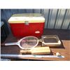 Image 1 : **Thermos Cooler + Tennis Rackets + Misc.