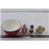 Image 1 : (2) Porcelain Figurines Salt and Pepper Shakers + Bowl + Chicken Cup
