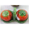 Image 2 : Porcelain Tomato Salt and Pepper Shakers + Porcelain Wade Small Cauldron + Misc.