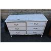Image 1 : **White Wooden 6 Drawer Dresser - 17" x 48" x 31"