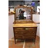 Image 1 : *Antique Dresser with Mirror on Castors - 17" x 38" x 35"