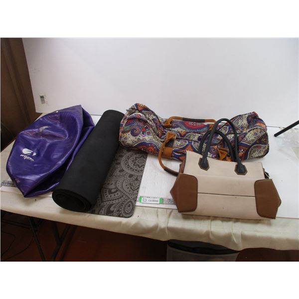 Exercise Ball, Yoga Mat + (2) Duffle Bags