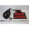Image 1 : Genesport Speed Bag - Tin Beware of Dog Sign - Wooden Pegs