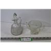 Image 1 : Early Pressed Glass Vinegar Cruet - Glass Sugar Bowl