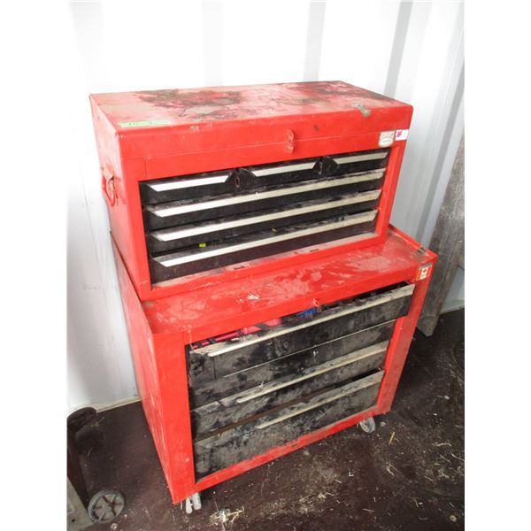 Two Piece ToolBox on Wheels with Contents