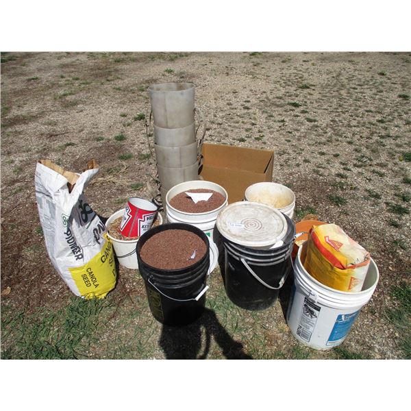 Auger Spout, Grout and Miscellanious Sample Grain(wheat, Lentils)