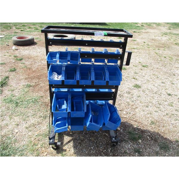 Parts Rack with Bins on Wheels (44in tall)