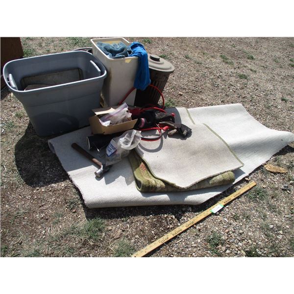 Tow Rope, Reciever Hitch, Booster Cables, Plastic Tub, Misc.