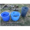 Image 1 : Garbage Can, (2) Feed Tubs
