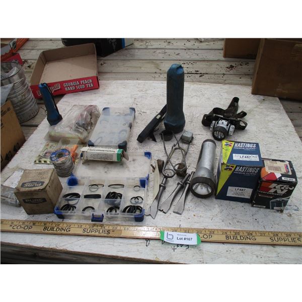 Air Hammer Chisels, O-Rings with Trays, Filter, Rivets, Misc.