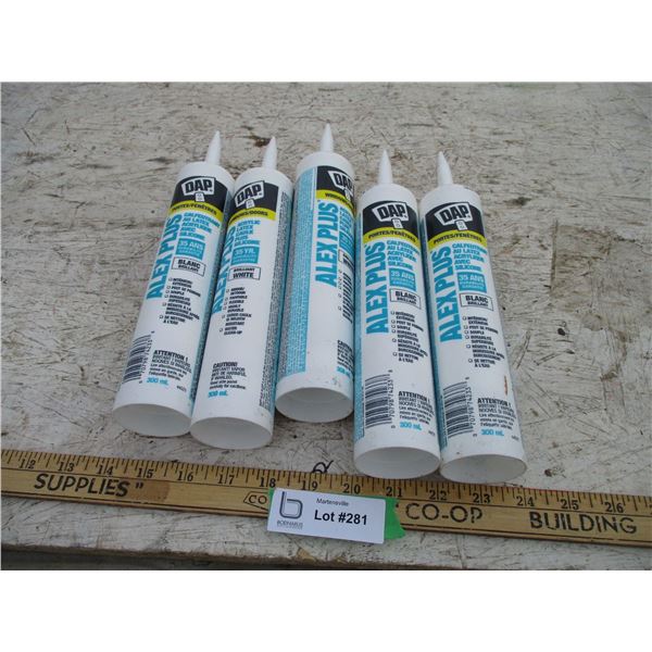 (5) Tubes of Silicone (White, Acrylic Latex)