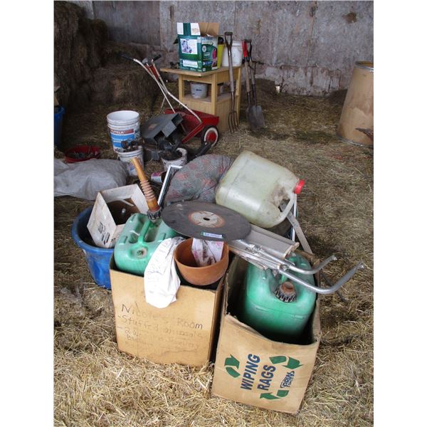 Spreader, PTO Shafts, Galvanized Tub, Potato Fork, Spades, Hand Tools, Misc.
