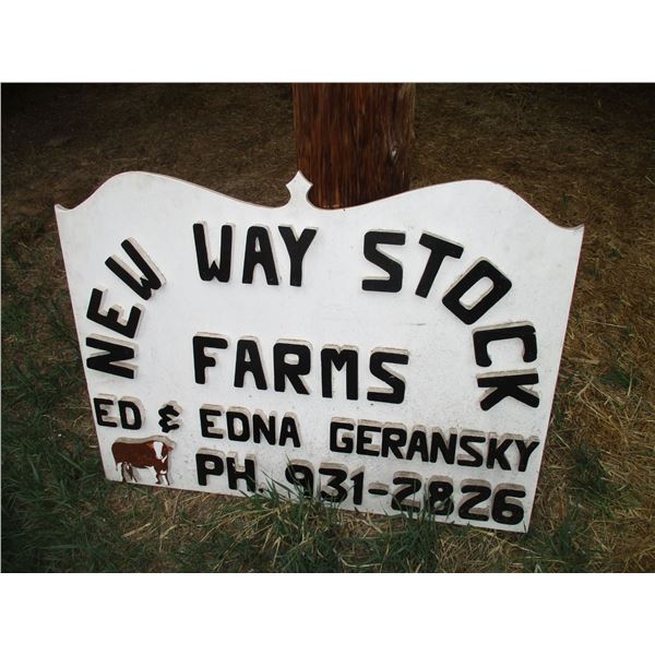 New Way Stock Farms Wooden Sign (40in x 28in)