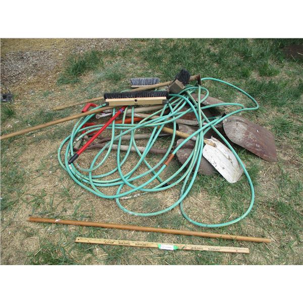 Shovels, Broom, Water Hose, Hoe