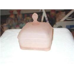 Pale Pink Vaseline Glass Footed Bowl