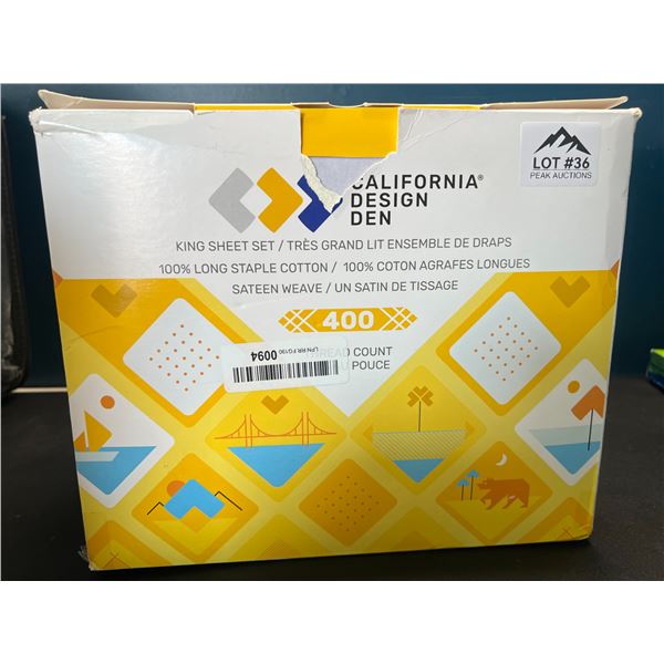 Lot of 1 California Design Den 400 Thread Count Sheet Set - King Size - Grey