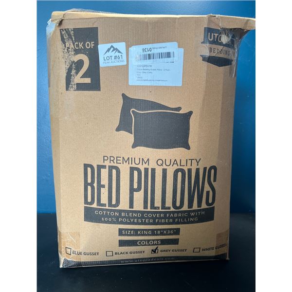 Lot of Premium Quality Bed Pillows - King Size - Pack of 2 - Grey/White Colour