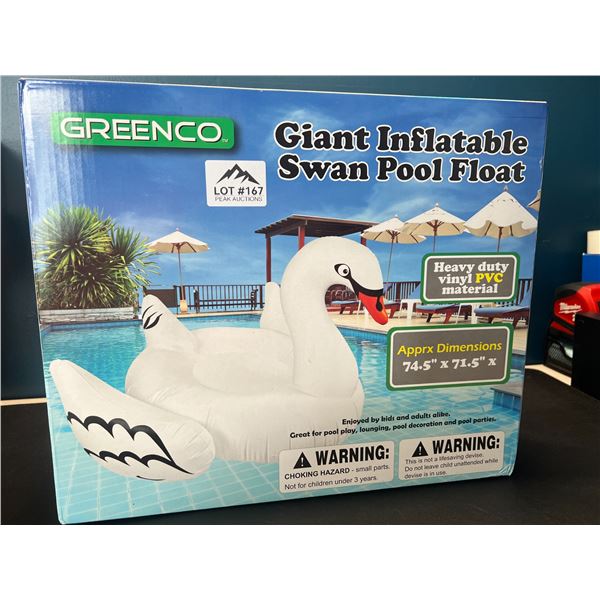 Lot of 1 Giant Inflatable Swan Pool Float - 74.5 x 71.5 IncL