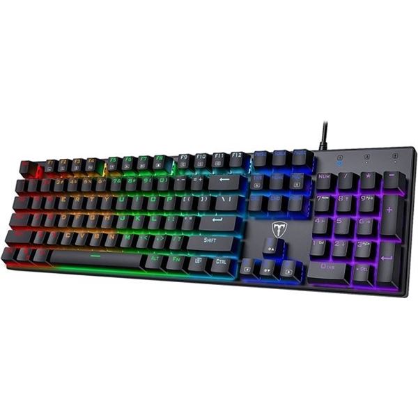 Lot of 1 Pictek Full-Size Mechanical RGB Rainbow Backlit Ultra-Slim USB Keyboard