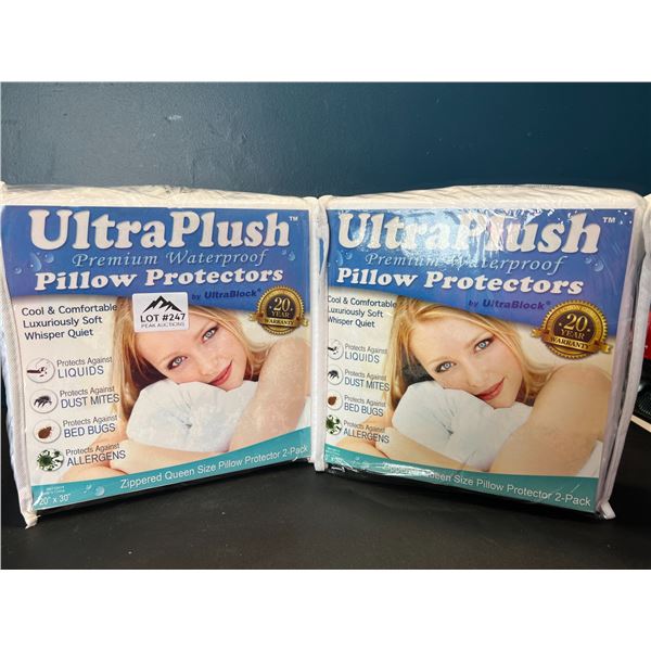 Lot of 2 UltraPlush Premium Waterproof Pillow Protectors - 2pcs per pack - Queen Size