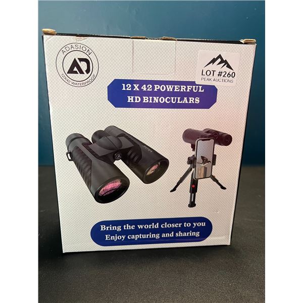 Lot of 1 Pair of 12x42 Powerful HD Binoculars w/ Tripod Stand