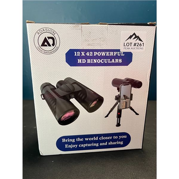 Lot of 1 Pair of 12x42 Powerful HD Binoculars w/ Tripod Stand