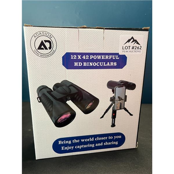 Lot of 1 Pair of 12x42 Powerful HD Binoculars w/ Tripod Stand