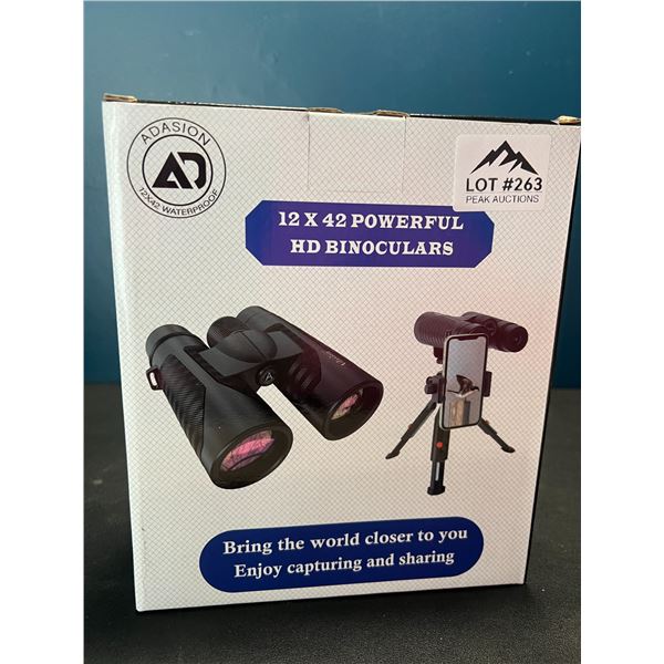 Lot of 1 Pair of 12x42 Powerful HD Binoculars w/ Tripod Stand