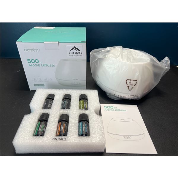 Lot of 1 Homasy 500mL Aroma Diffuser w/ 6 Essential Oils