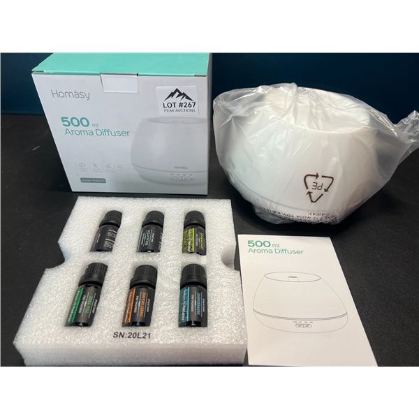 Lot of 1 Homasy 500mL Aroma Diffuser w/ 6 Essential Oils