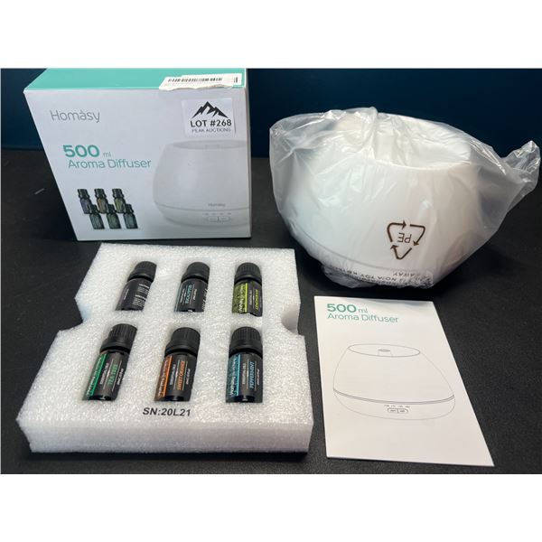 Lot of 1 Homasy 500mL Aroma Diffuser w/ 6 Essential Oils