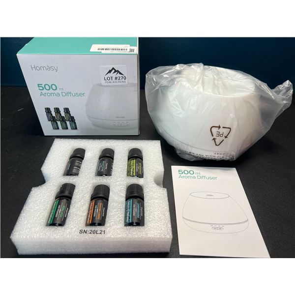 Lot of 1 Homasy 500mL Aroma Diffuser w/ 6 Essential Oils