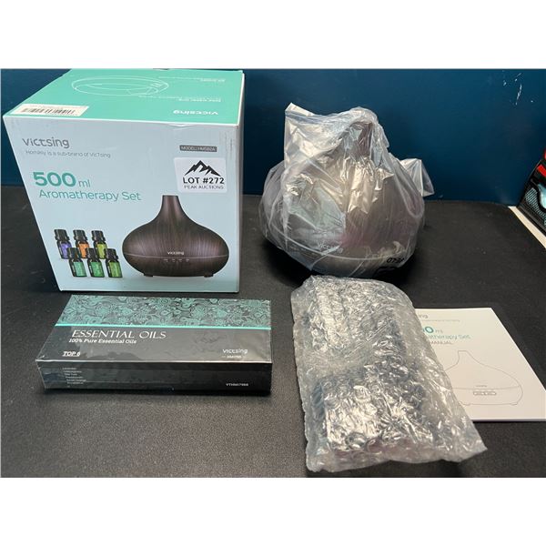 Lot of 1 Victsing 500mL Aromatherapy Diffuser Set - Includes 6 Essential Oils
