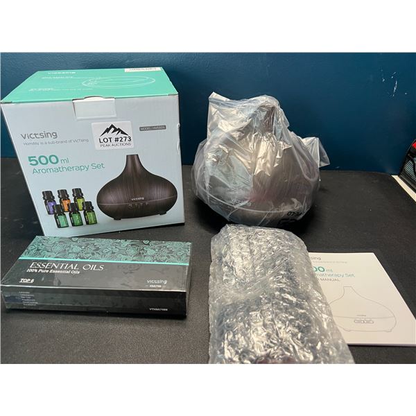 Lot of 1 Victsing 500mL Aromatherapy Diffuser Set - Includes 6 Essential Oils