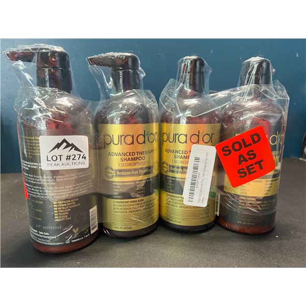 Lot of 2 Purador Advanced Therapy Anti-Hair Thinning Shampoo & Condtioner Sets