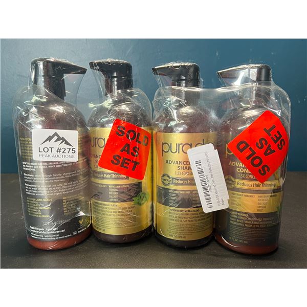 Lot of 2 Purador Advanced Therapy Anti-Hair Thinning Shampoo & Condtioner Sets
